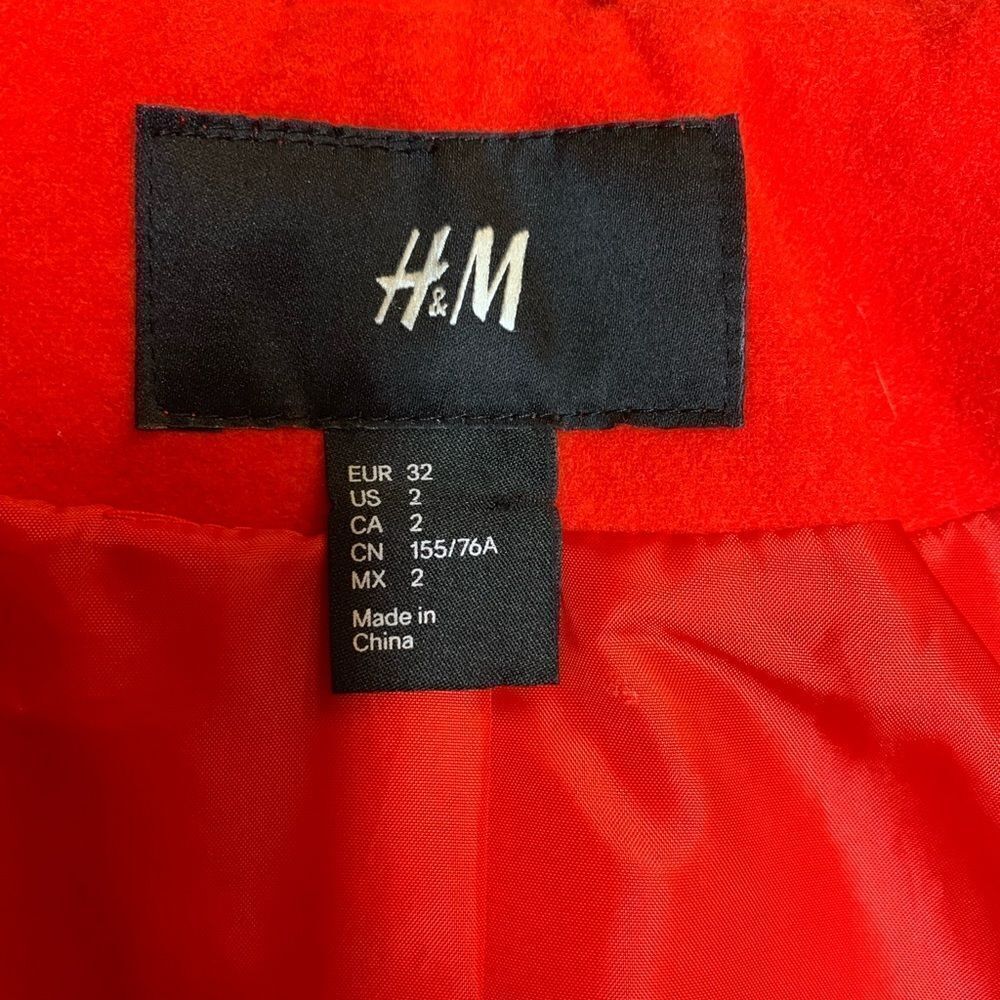 H&M red toggle button pea coat - Picture 6 of 9